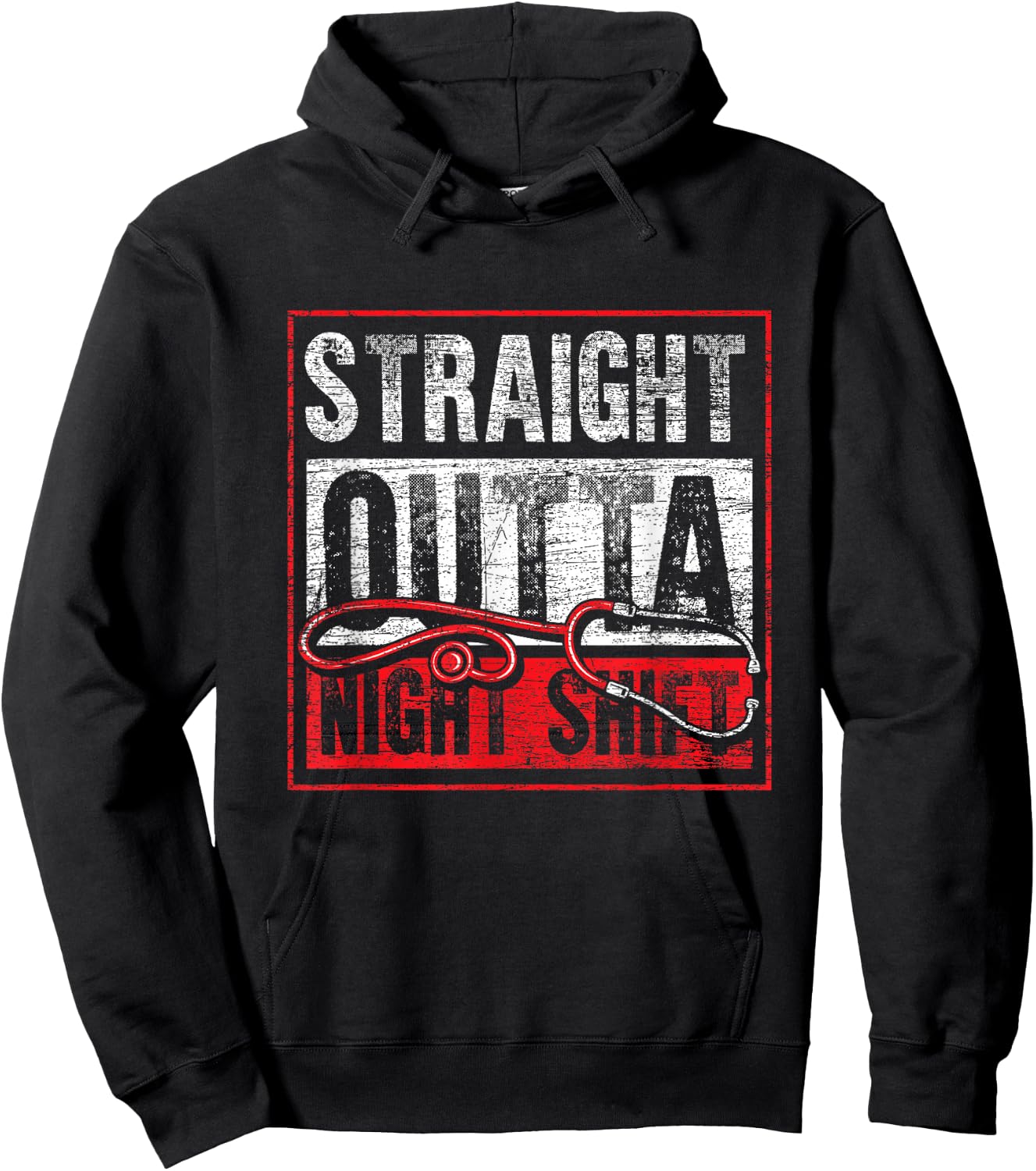 Straight Out of the Night Shift Funny Nurse Hoodie - Hoodie | Black