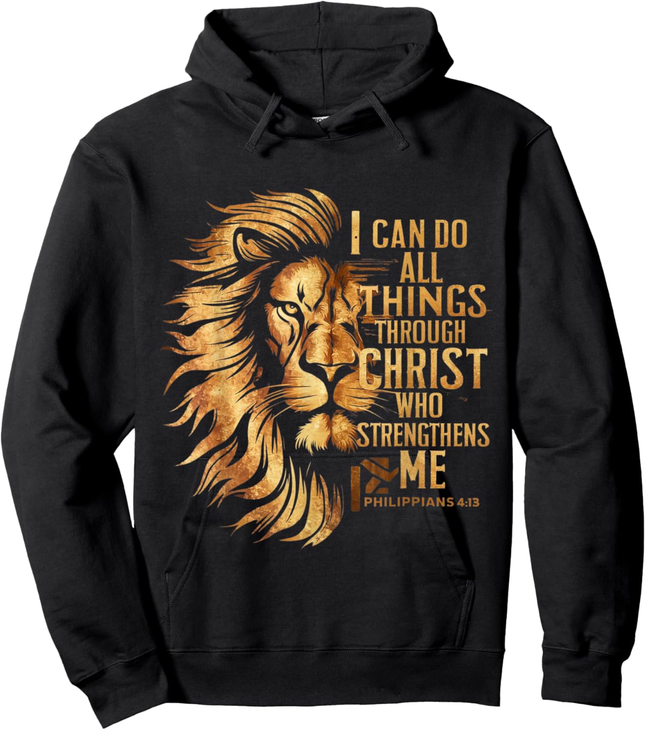 Christian I Can Do All Things Through Christ Lion Faith Hoodie - Hoodie | Black