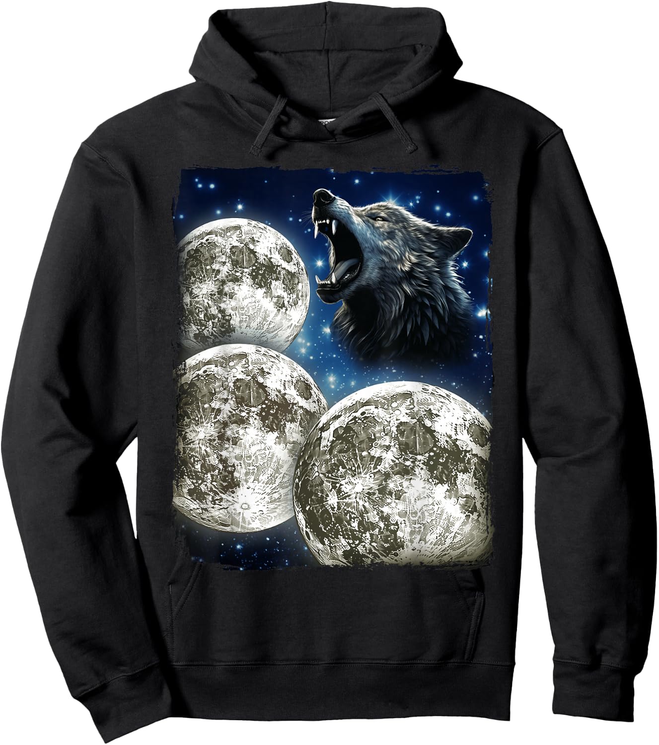 Three Moons Howling At Wolf Hoodie - Hoodie | Black