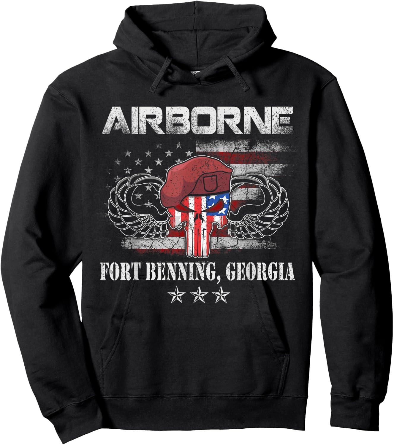 Fort Benning GA Army Base-Airborne , Veterans Day Gift Hoodie - Hoodie | Black
