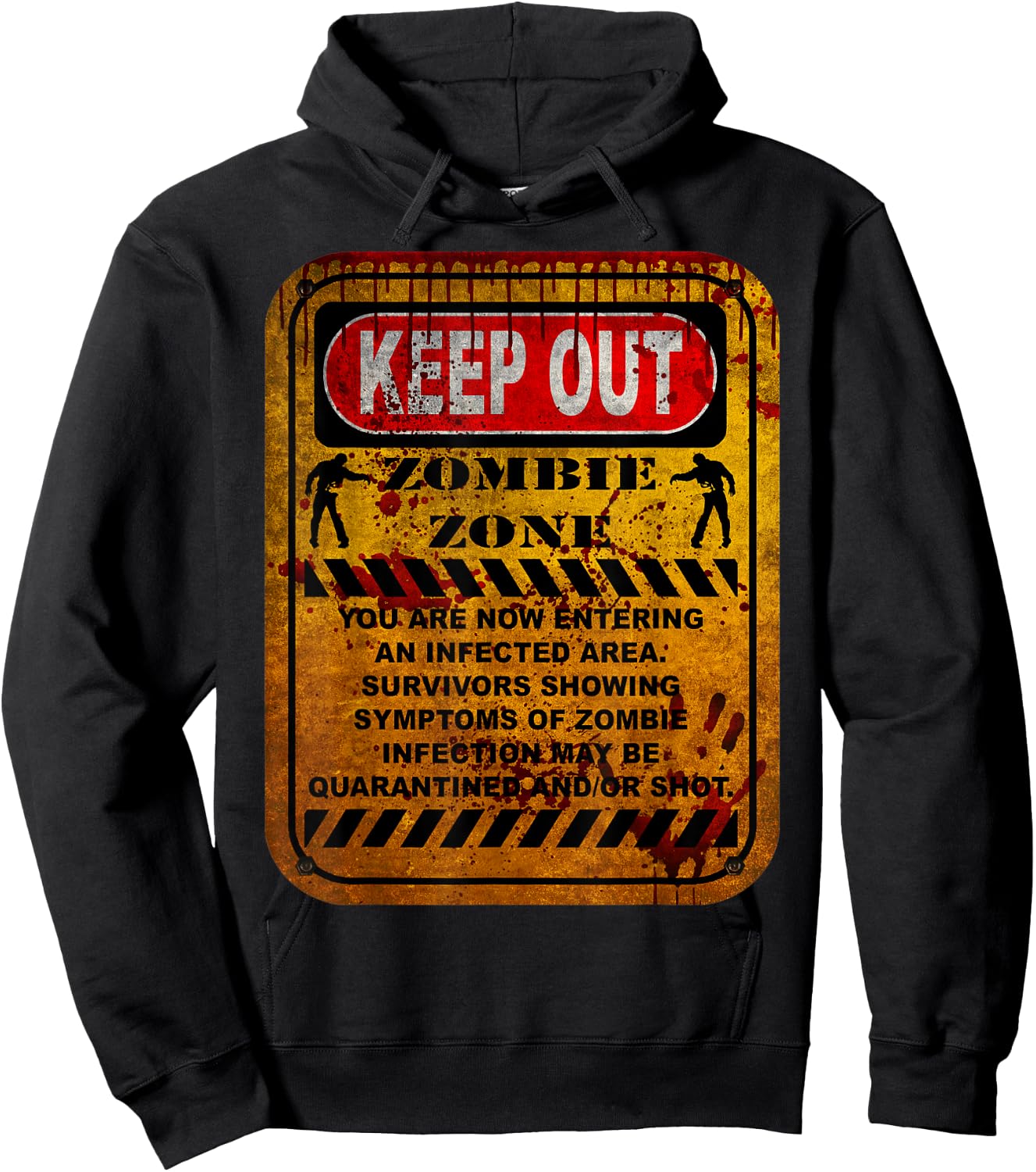 Zombie Zone Warning Sign Hoodie - Hoodie | Black