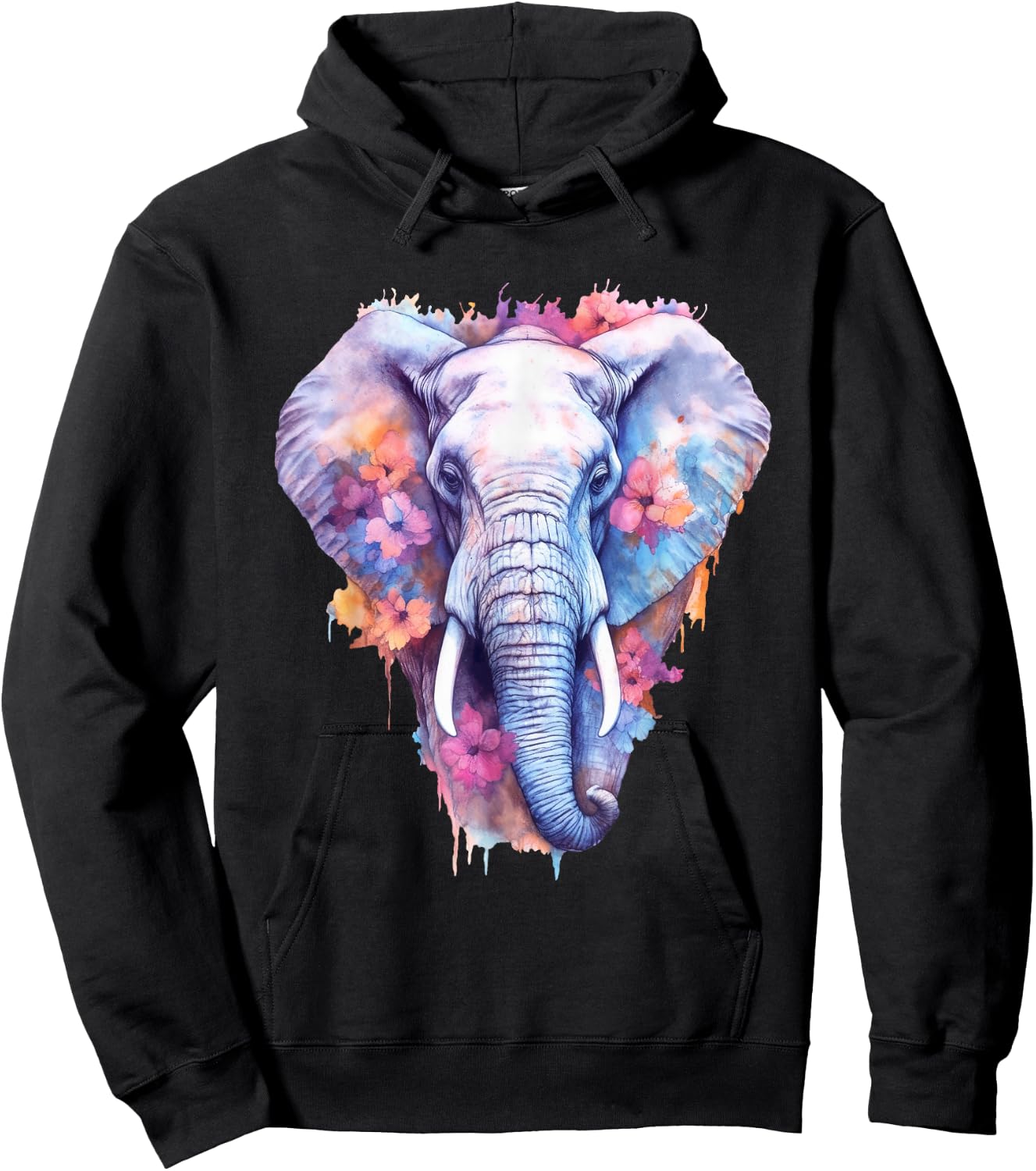 Elephant Watercolor Artwork Elephant Art Lover Men Hoodie - Hoodie | Black