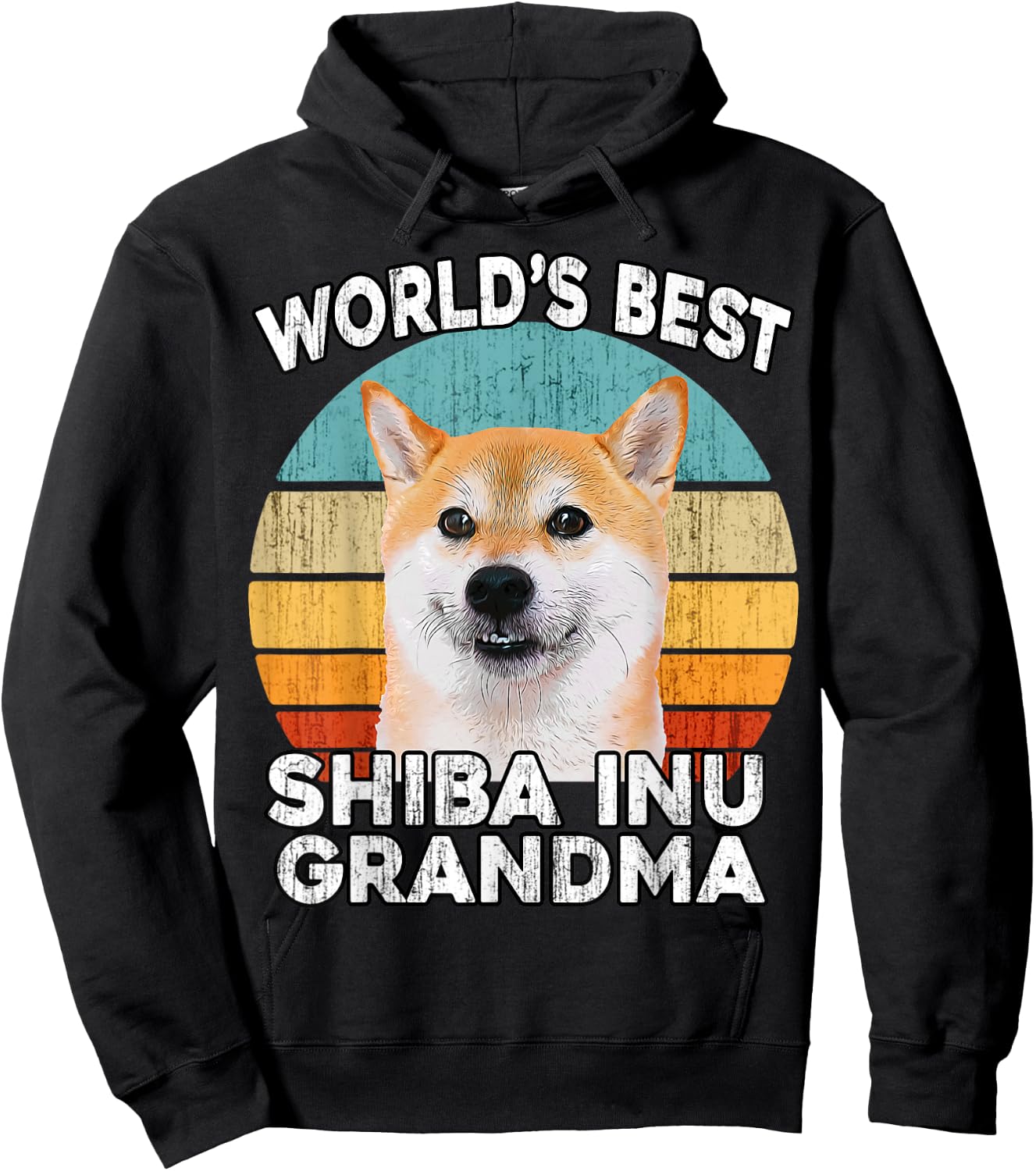Shiba Inu Grandma Funny Worlds Best Shiba Grandma Dog Retro Hoodie - Hoodie | Black