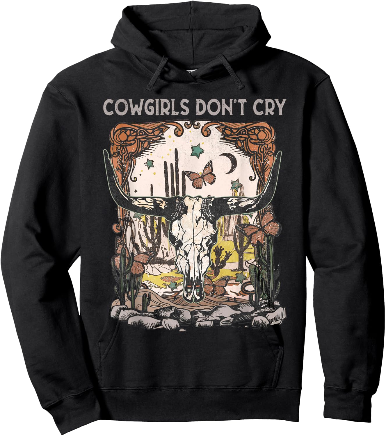 Classic Rodeo Funny Music Do not Cry with Western Cowgirl Hoodie - Hoodie | Black