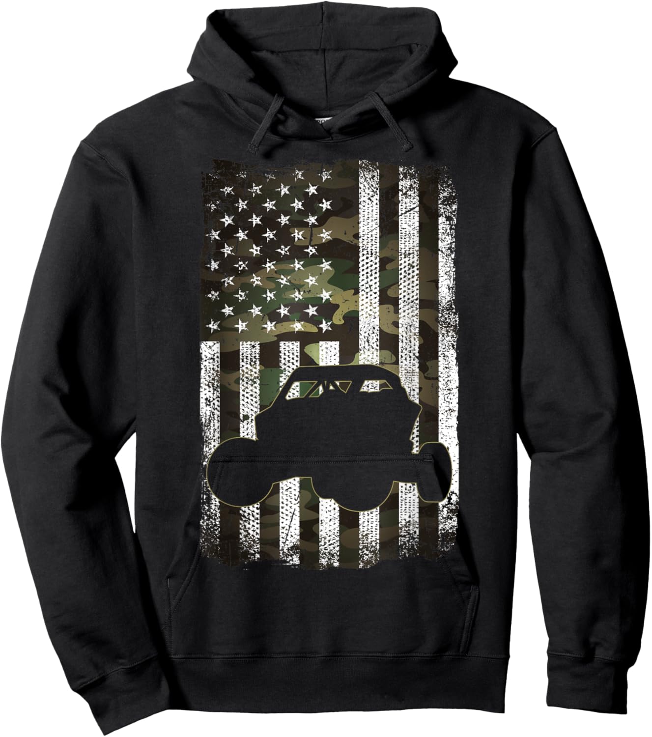 Camo American Flag UTV SXS USA Flag Camouflage 4 Wheelers Men Hoodie - Hoodie | Black