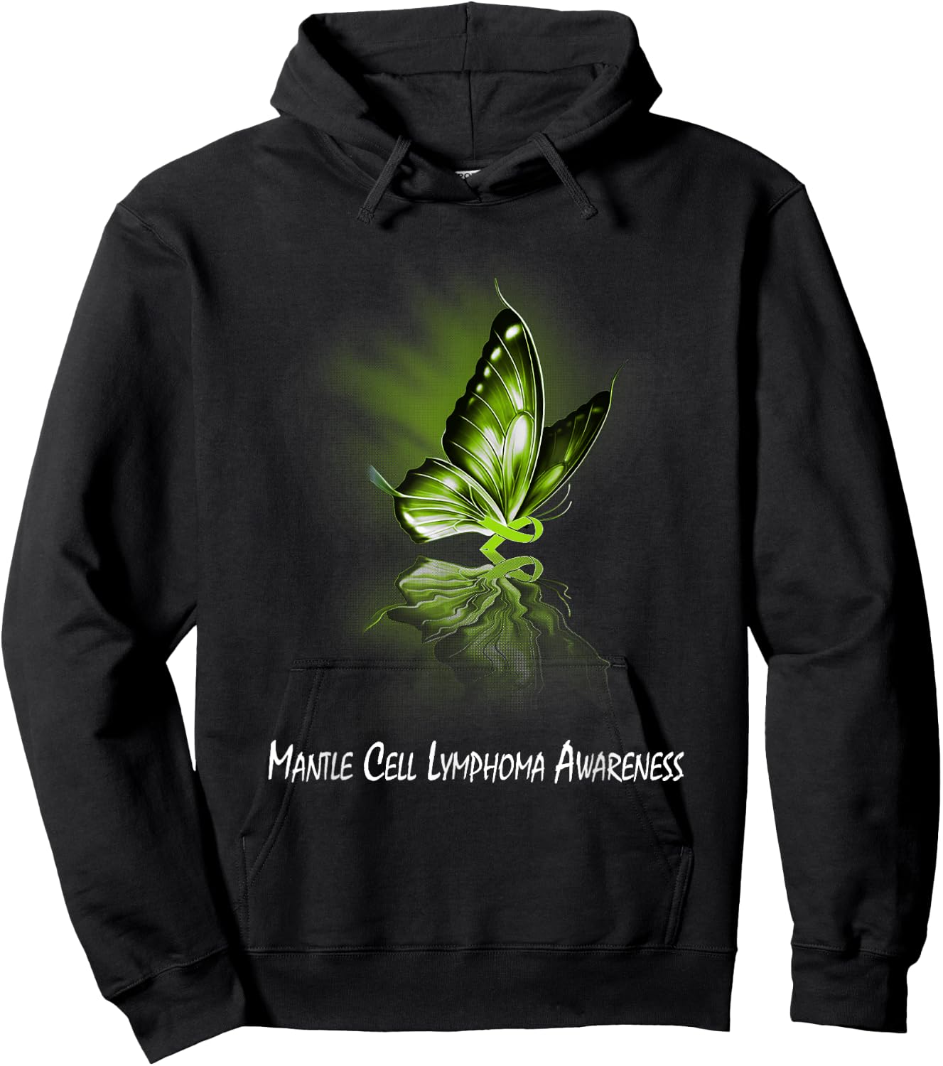 Butterfly Ribbon Mantle Cell Lymphoma Awareness Hoodie - Hoodie | Black