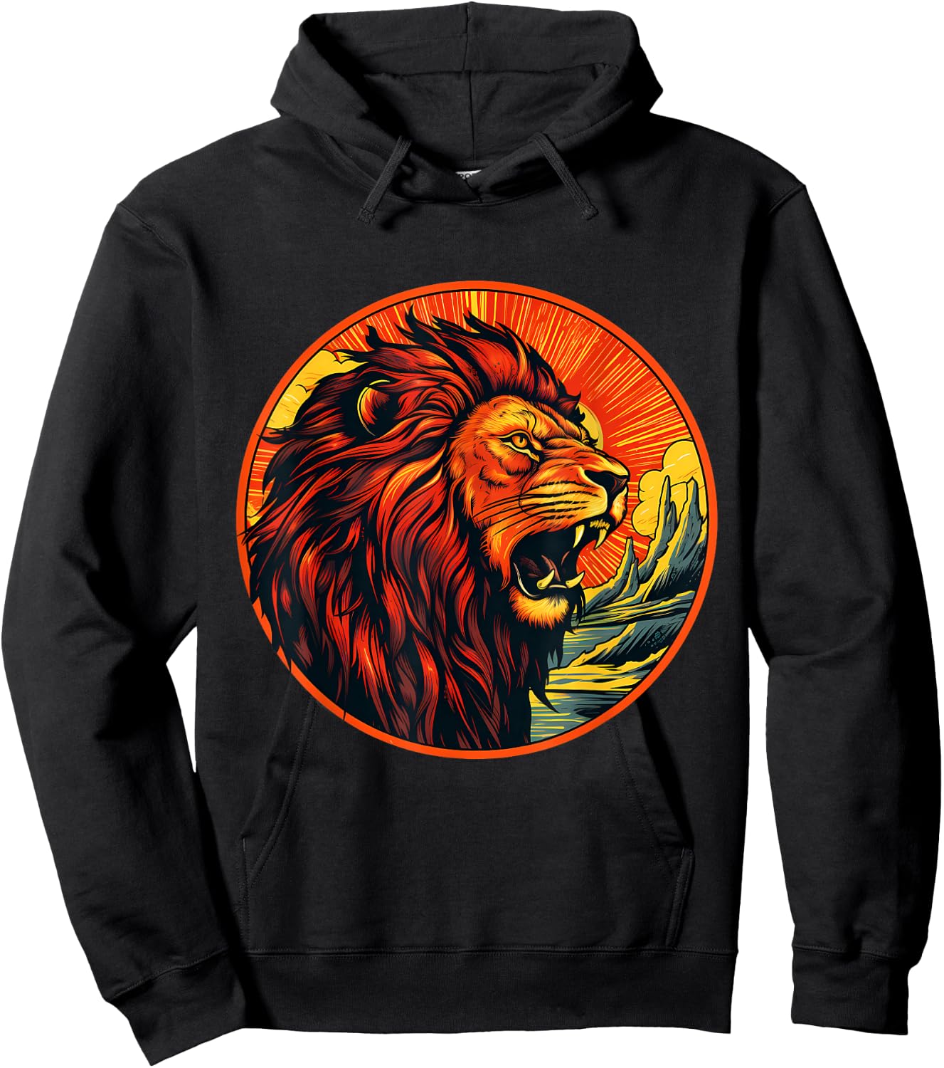 Lion Colorful Sunset Wildlife Safari African Animal Lovers Hoodie - Hoodie | Black