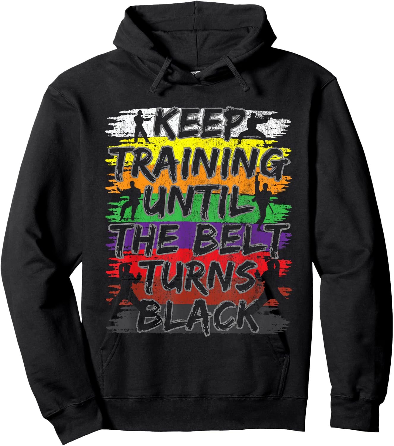 Keep Training Until The Belt Turns Black Karate Gift Short Sleeve Hoodie - Hoodie | Black