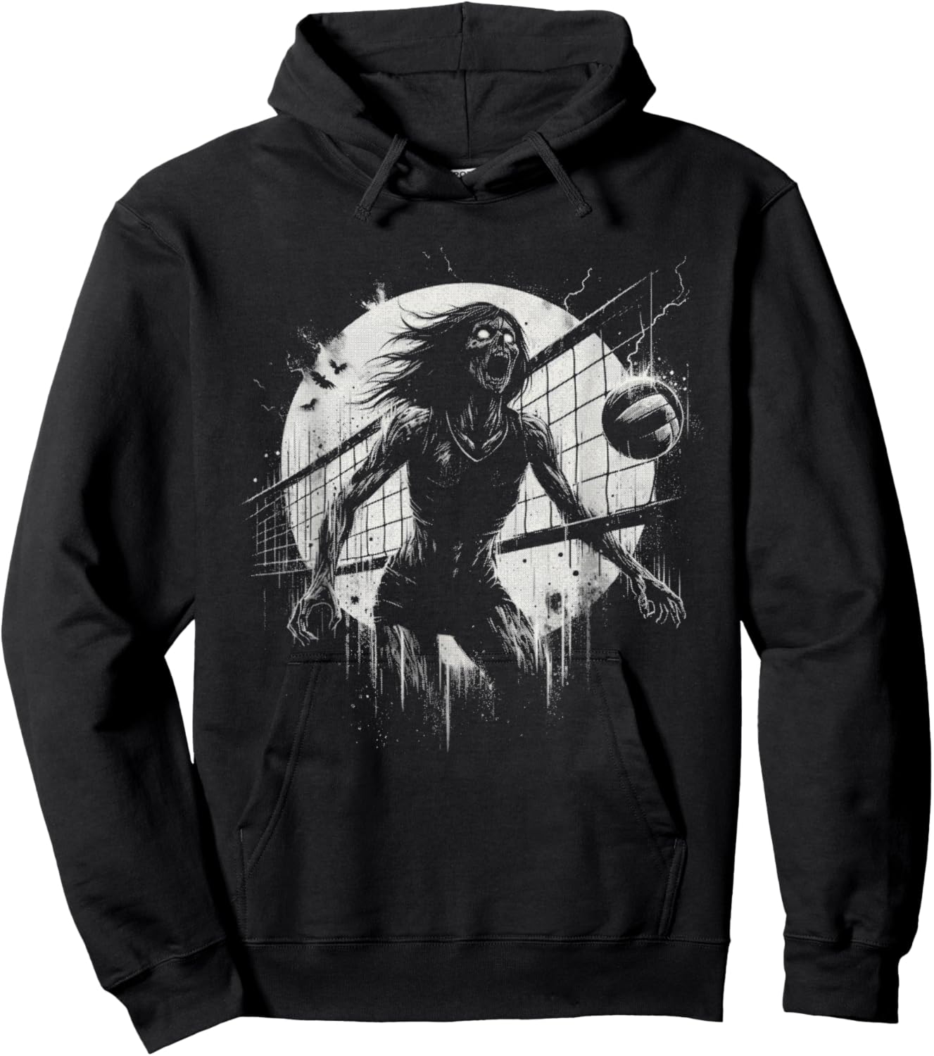 Female Zombie Volleyball - Creepy Volleyball Halloween Lover Hoodie - Hoodie | Black