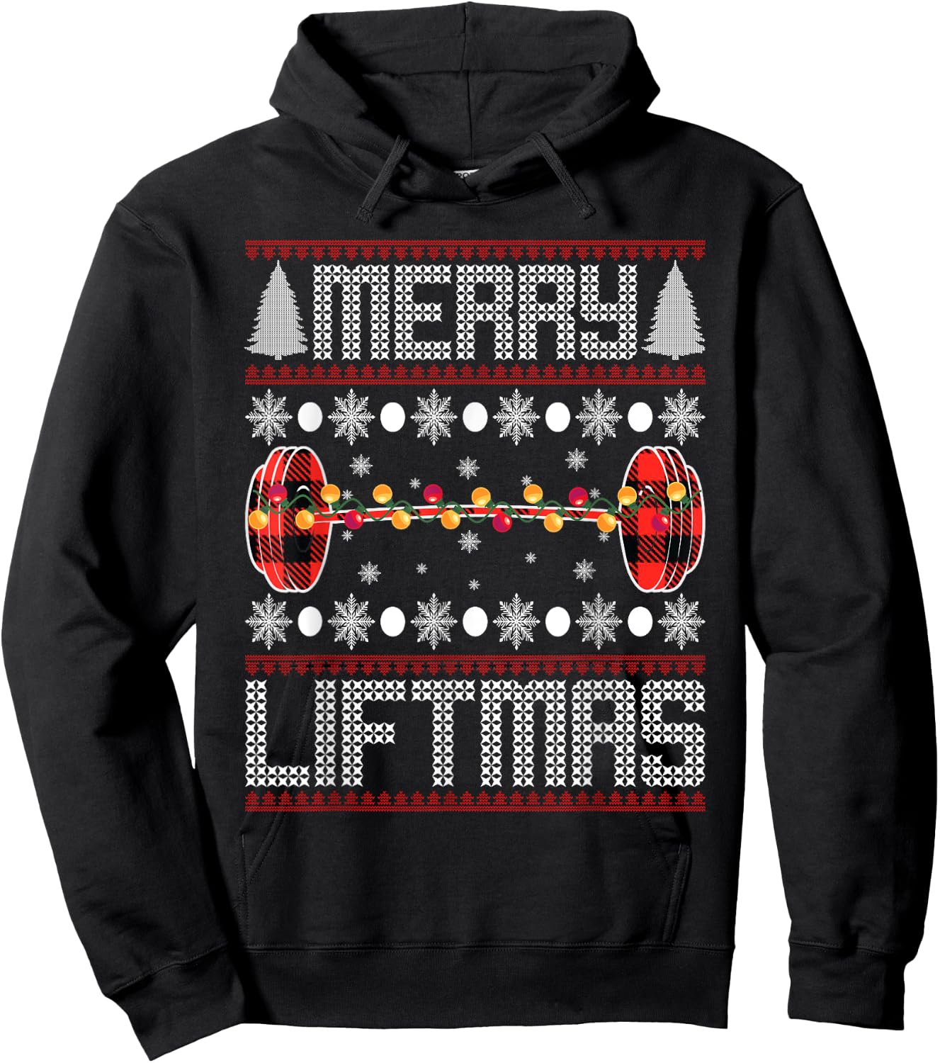 Xmas Apparel Merry Liftmas Christmas Gym Workout Weightlifting Fitness Hoodie - Hoodie | Black