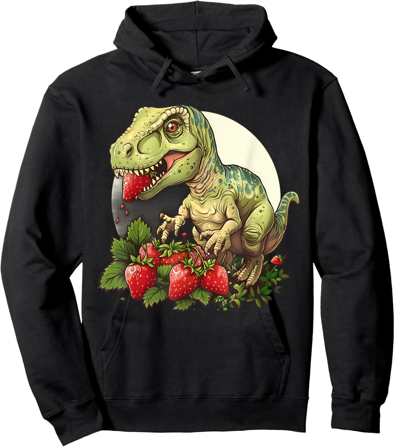 Strawberry Dinosaur Drawing Strawberry Fruit Wildlife Nature Hoodie - Hoodie | Black