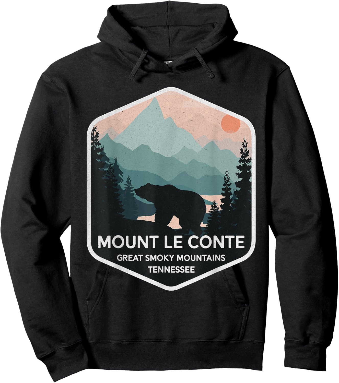 Mount Le Conte Great Smoky Mountains Tennessee Vintage Bear Hoodie - Hoodie | Black