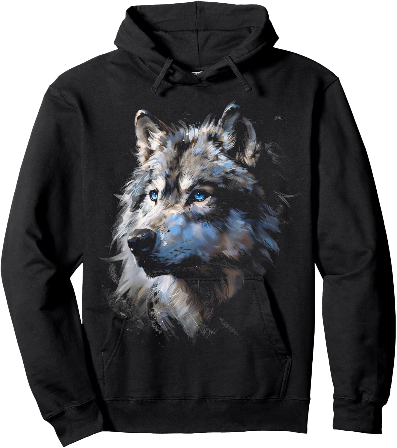 Alpha Wolf Shirt Fantasy Art Graphic Blue Eyes Wolf Lovers Hoodie - Hoodie | Black
