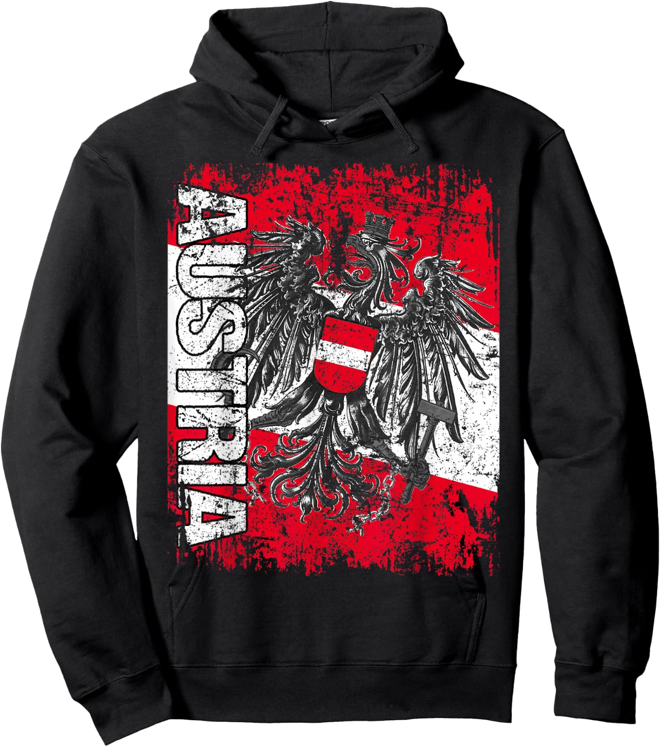 AUSTRIA Flag Vintage Distressed AUSTRIA Hoodie - Hoodie | Black