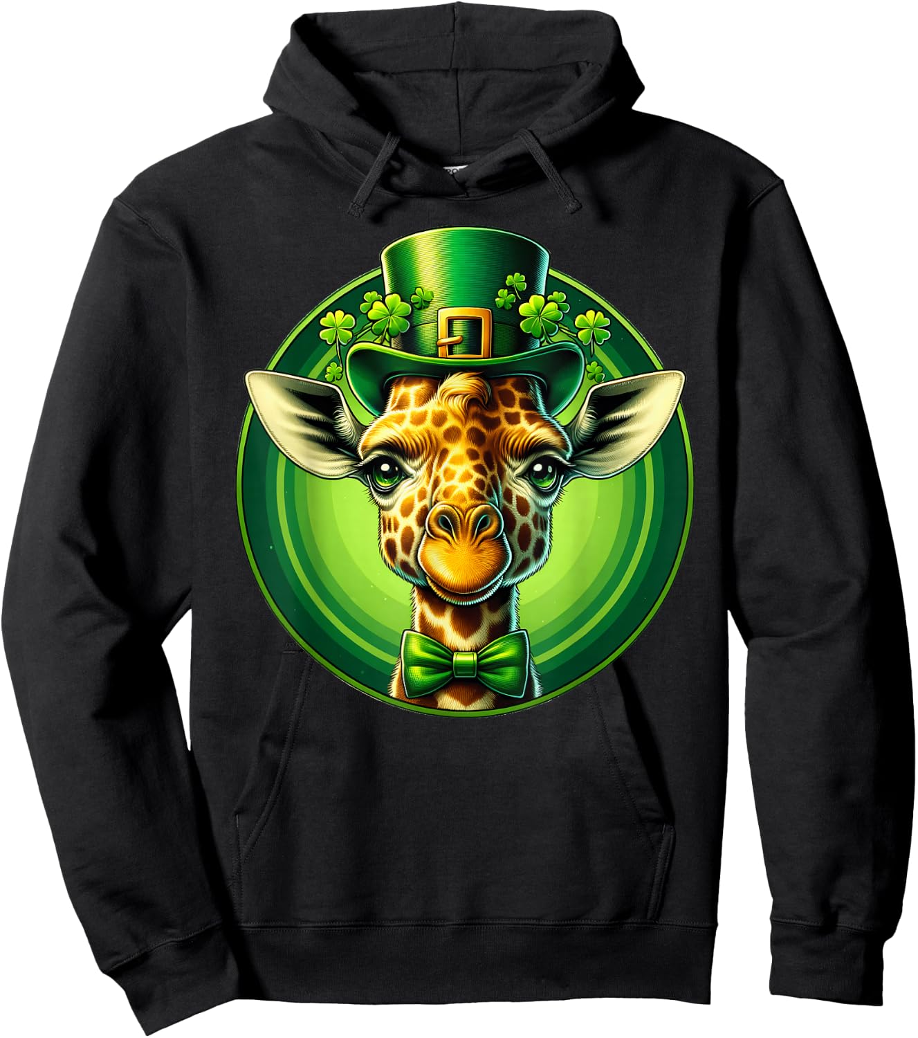 Funny Leprechaun Giraffe St Patricks Day Kids Men Women Hoodie - Hoodie | Black