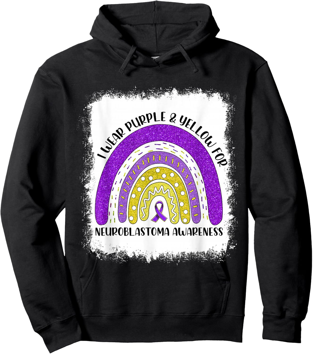 Rainbow I Wear Gold For Neuroblastoma Awareness Month Hoodie - Hoodie | Black