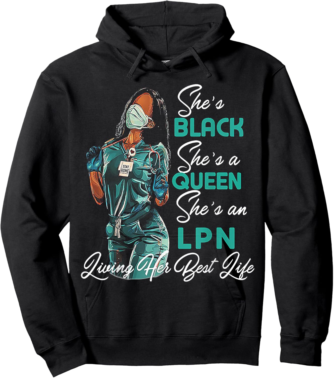 She's Black She's a Queen She's LPN Hoodie - Hoodie | Black