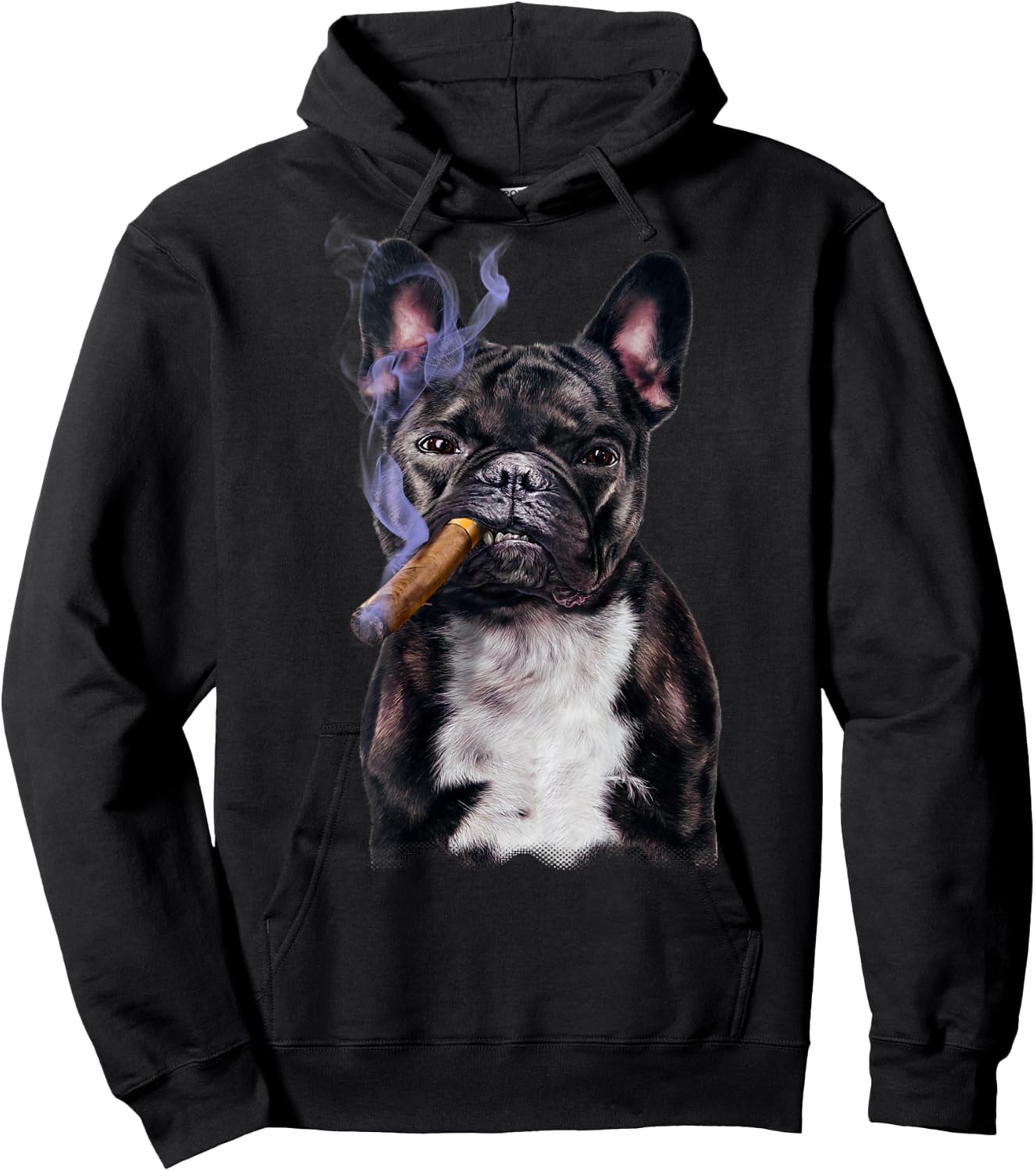 French Bull Dog with Cigar Women Hoodie - Hoodie | Black