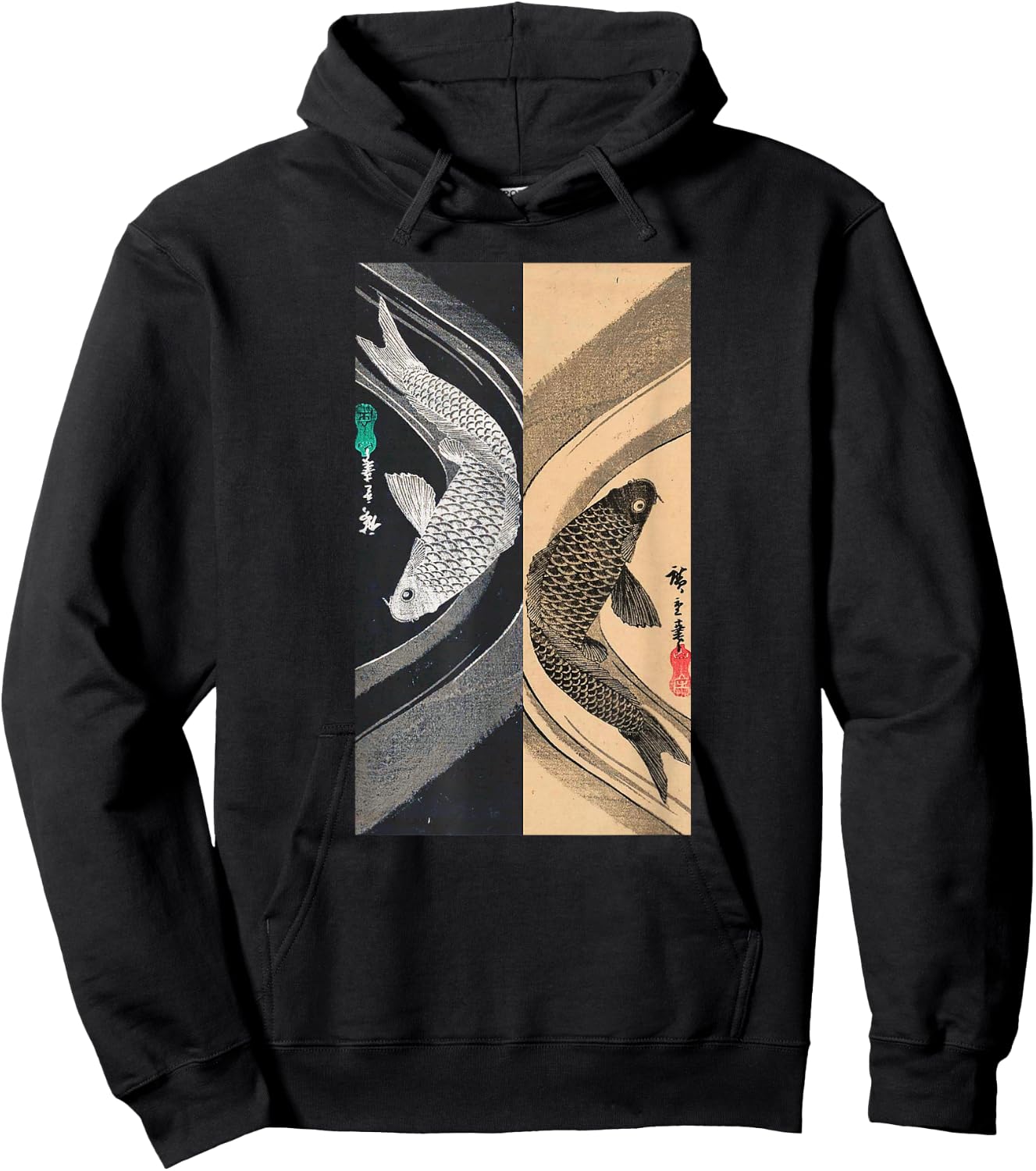 Japanese Art Fish Graphic Design 3 Hoodie - Hoodie | Black