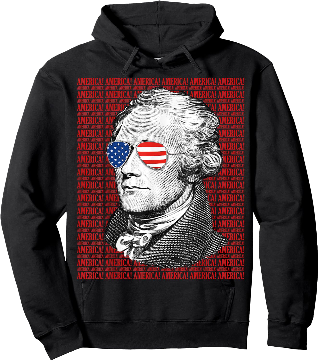 Alexander Hamilton America! Patriotic USA 4th of July Hoodie - Hoodie | Black