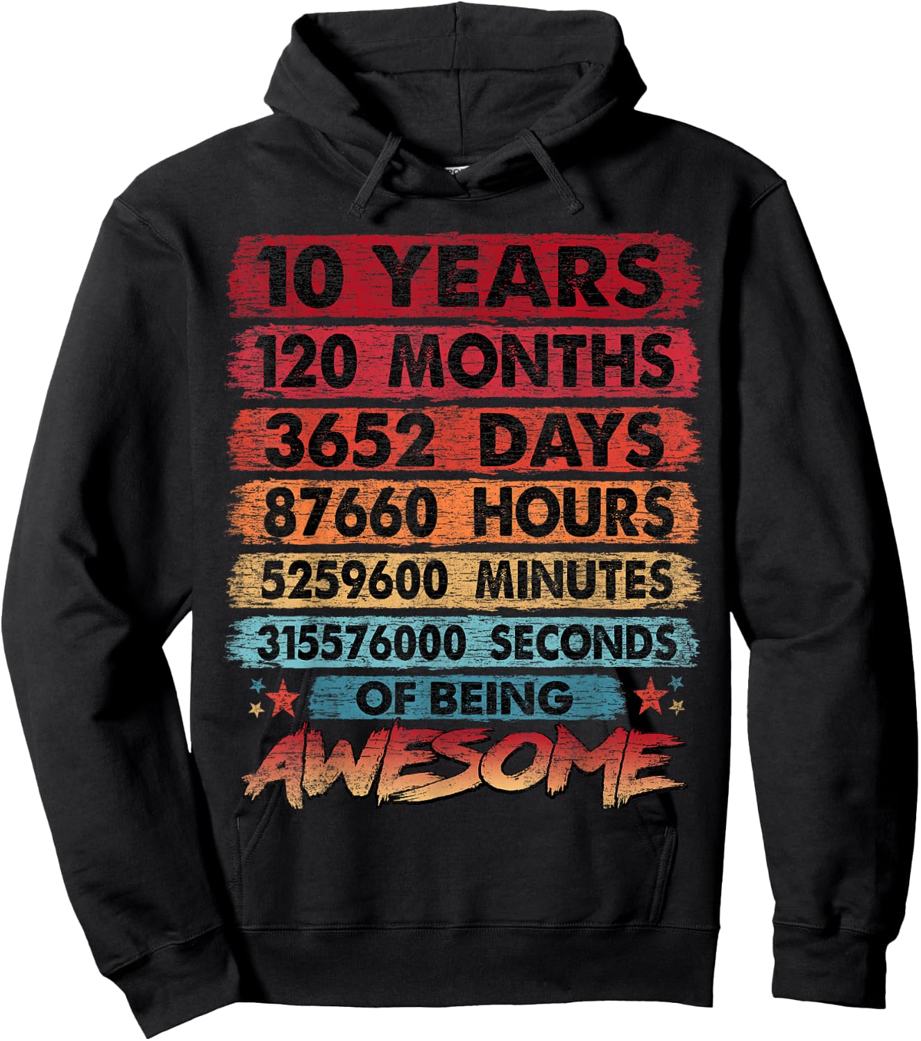 10th Birthday Kids 10 Years Old Vintage Retro 120 Months Hoodie - Hoodie | Black
