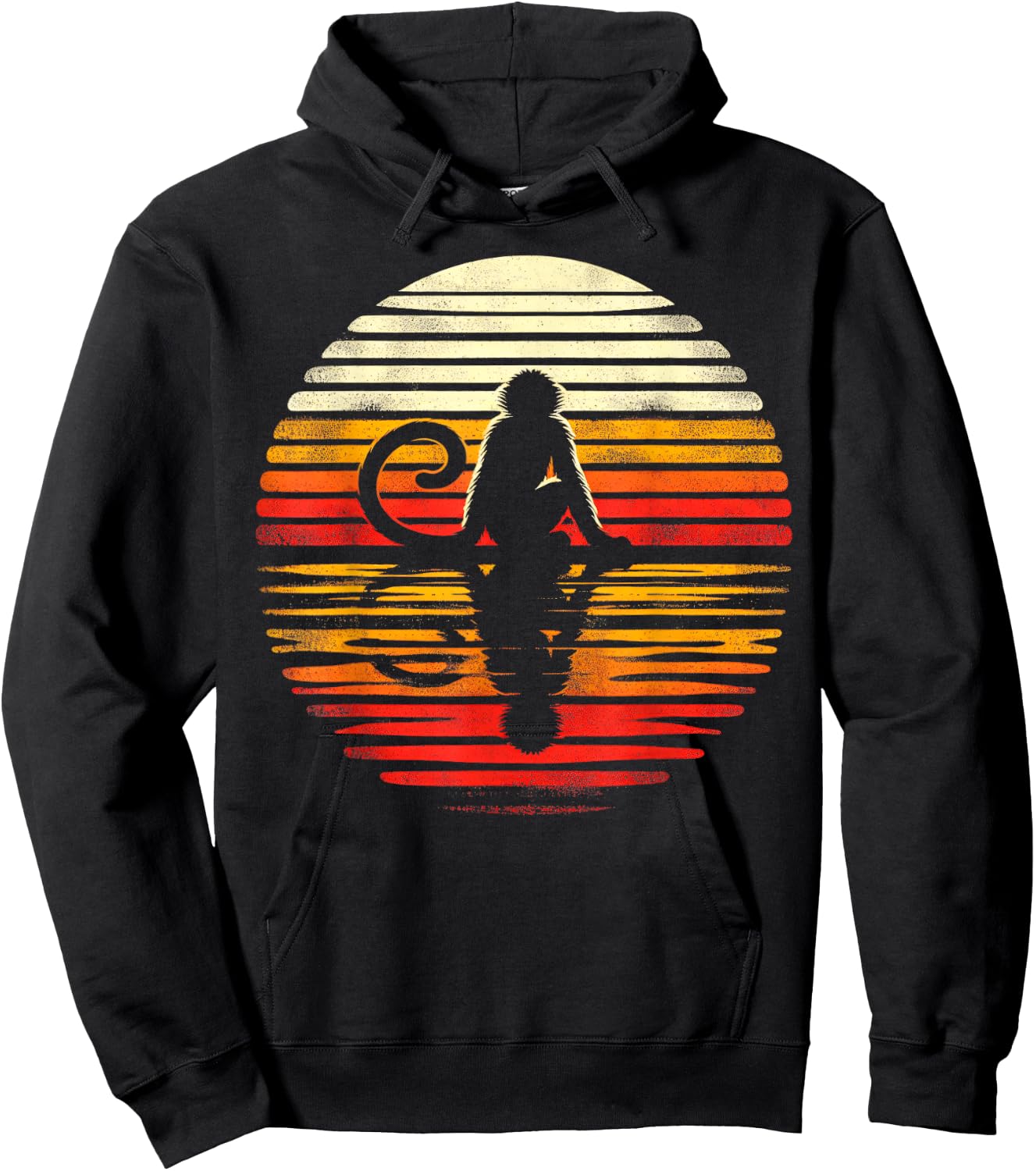 Spider Monkey Sunset Retro Style Safari Vintage 70s Hoodie - Hoodie | Black
