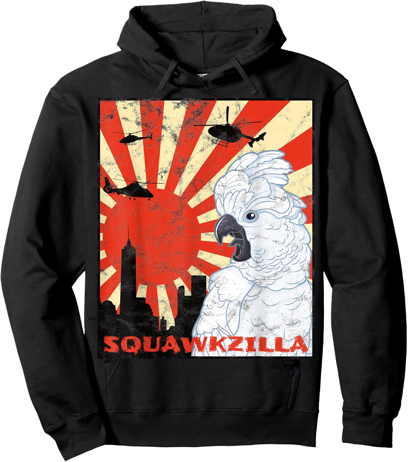 Squawk Zilla Umbrella Cockatoo Parrot Squawking Hoodie - Hoodie | Black
