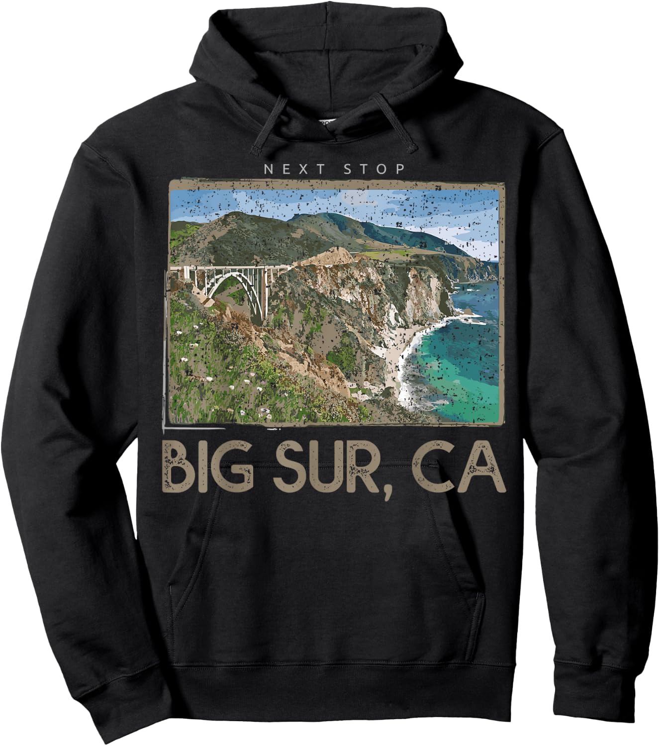 Big Sur, CA Next Stop Vintage Hoodie - Hoodie | Black