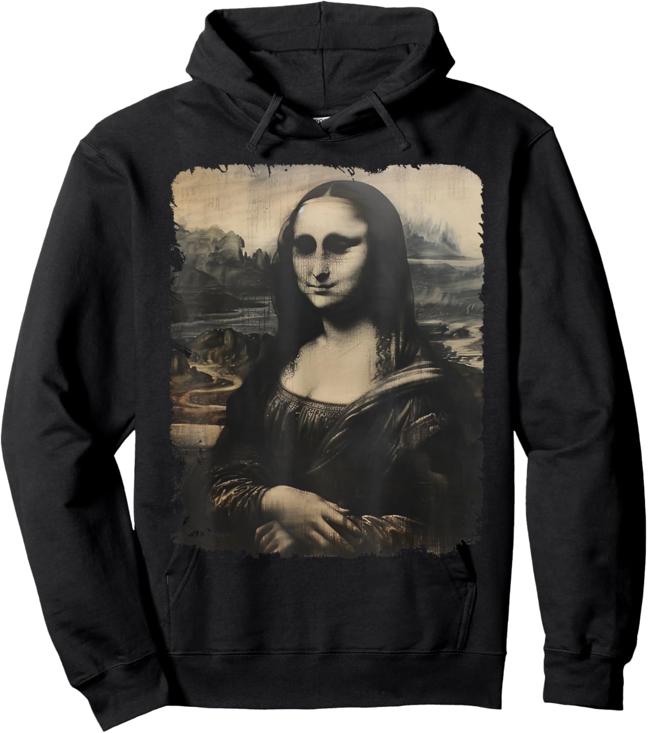 Scary Mona Lisa Creepy Halloween Portrait Men Women Hoodie - Hoodie | Black