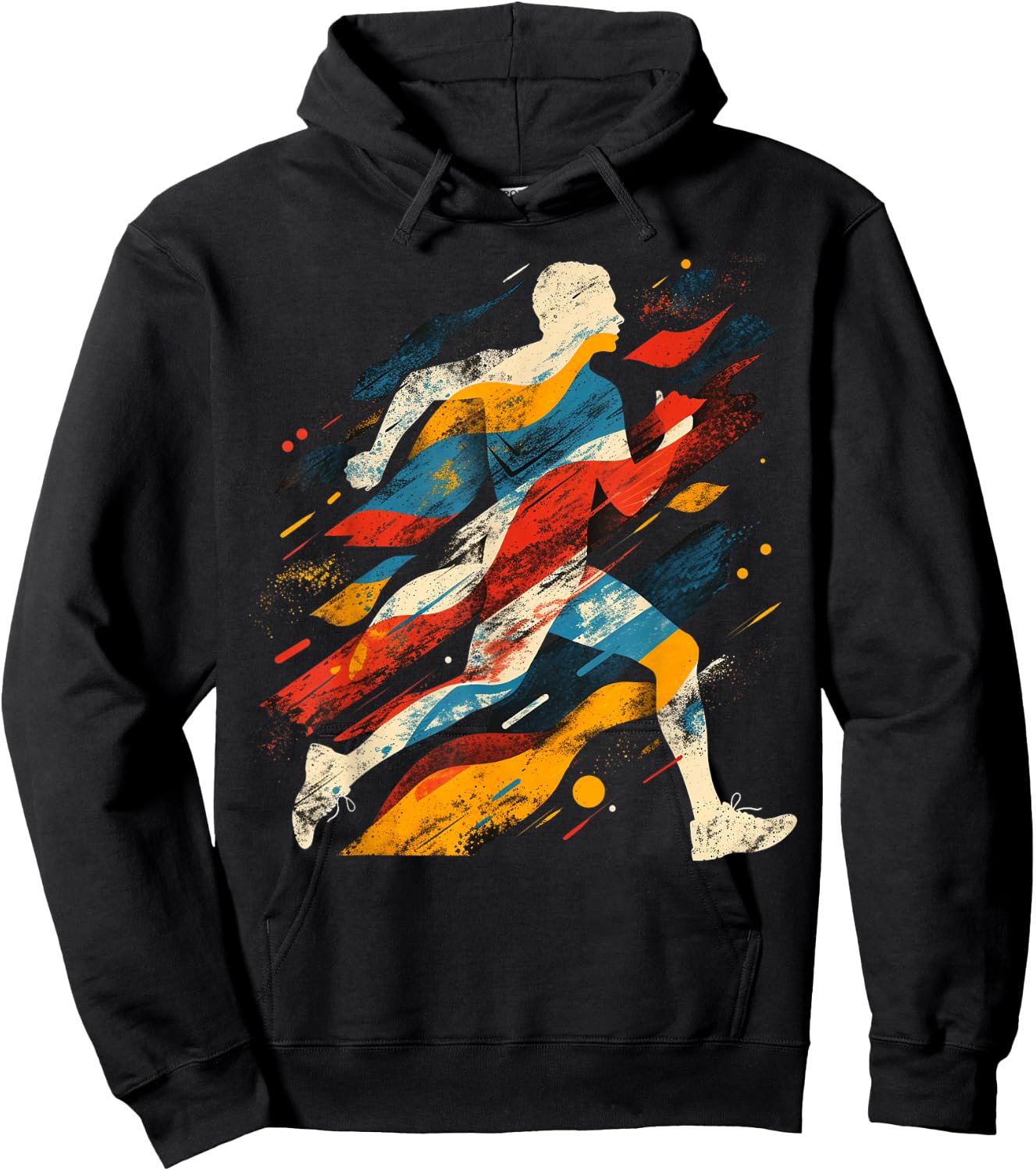Artsy Cross country runner on Abstract Art Running Hoodie - Hoodie | Black