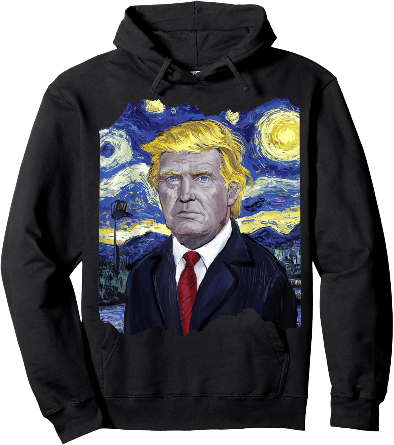 Donald Trump President Van Gogh Art Painting Star Sky Night Hoodie - Hoodie | Black