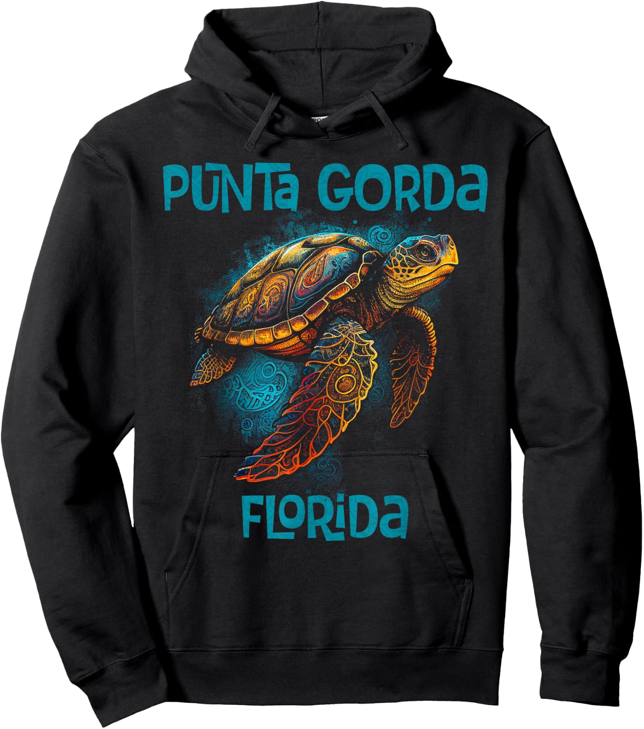 Punta Gorda Florida FL Retro Vintage Beach Sea Turtle Hoodie - Hoodie | Black