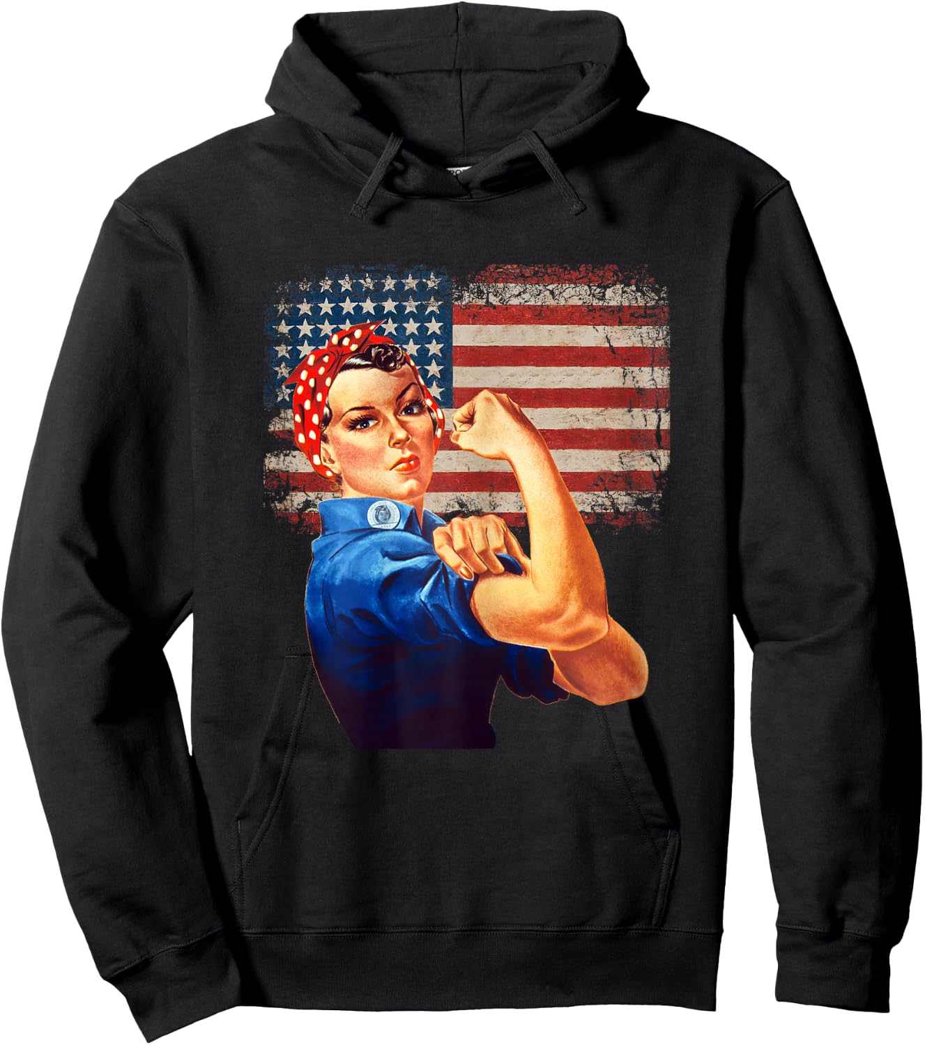 Rosie The Riveter American Flag US Flag Hoodie - Hoodie | Black