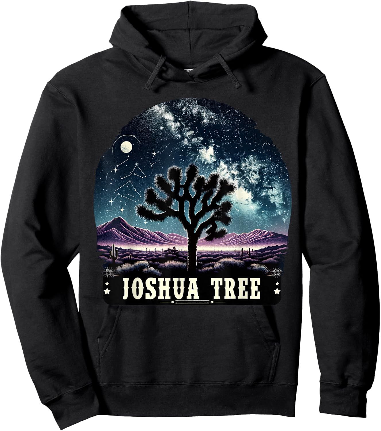Joshua Tree National Park Night Scene Hiking Camping Outdoor Hoodie - Hoodie | Black