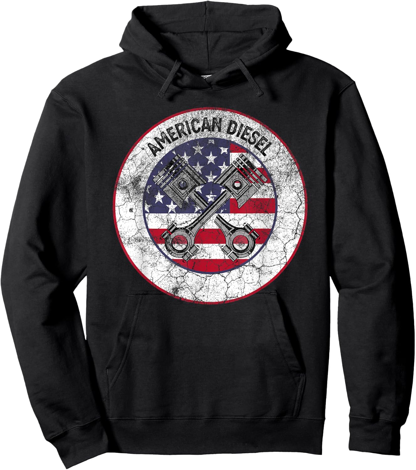 American Diesel Flag Vintage Diesel Mechanic Smoke Trucks Hoodie - Hoodie | Black