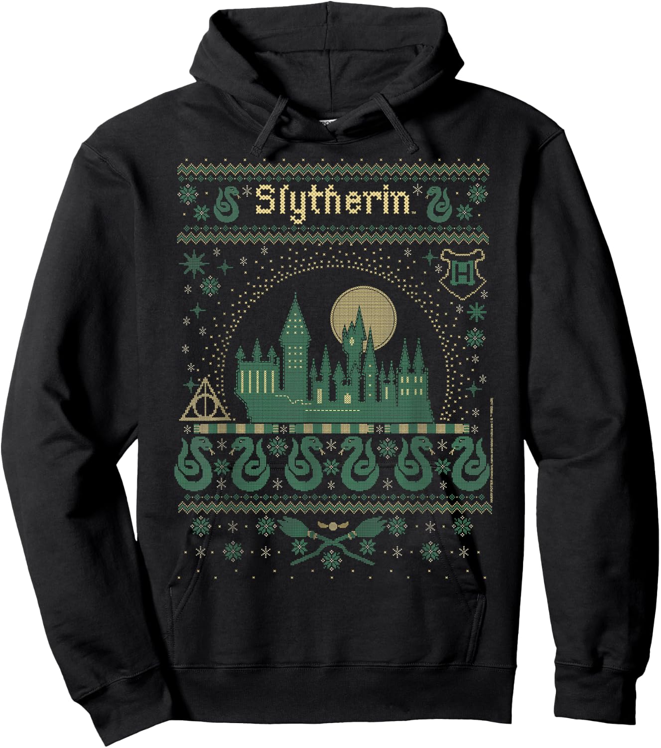Harry Potter Christmas Slytherin Ugly Sweater Hoodie - Hoodie | Black