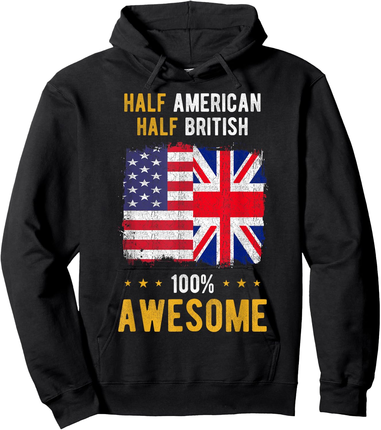 American Great Britain Flag - Half American Half British Hoodie - Hoodie | Black