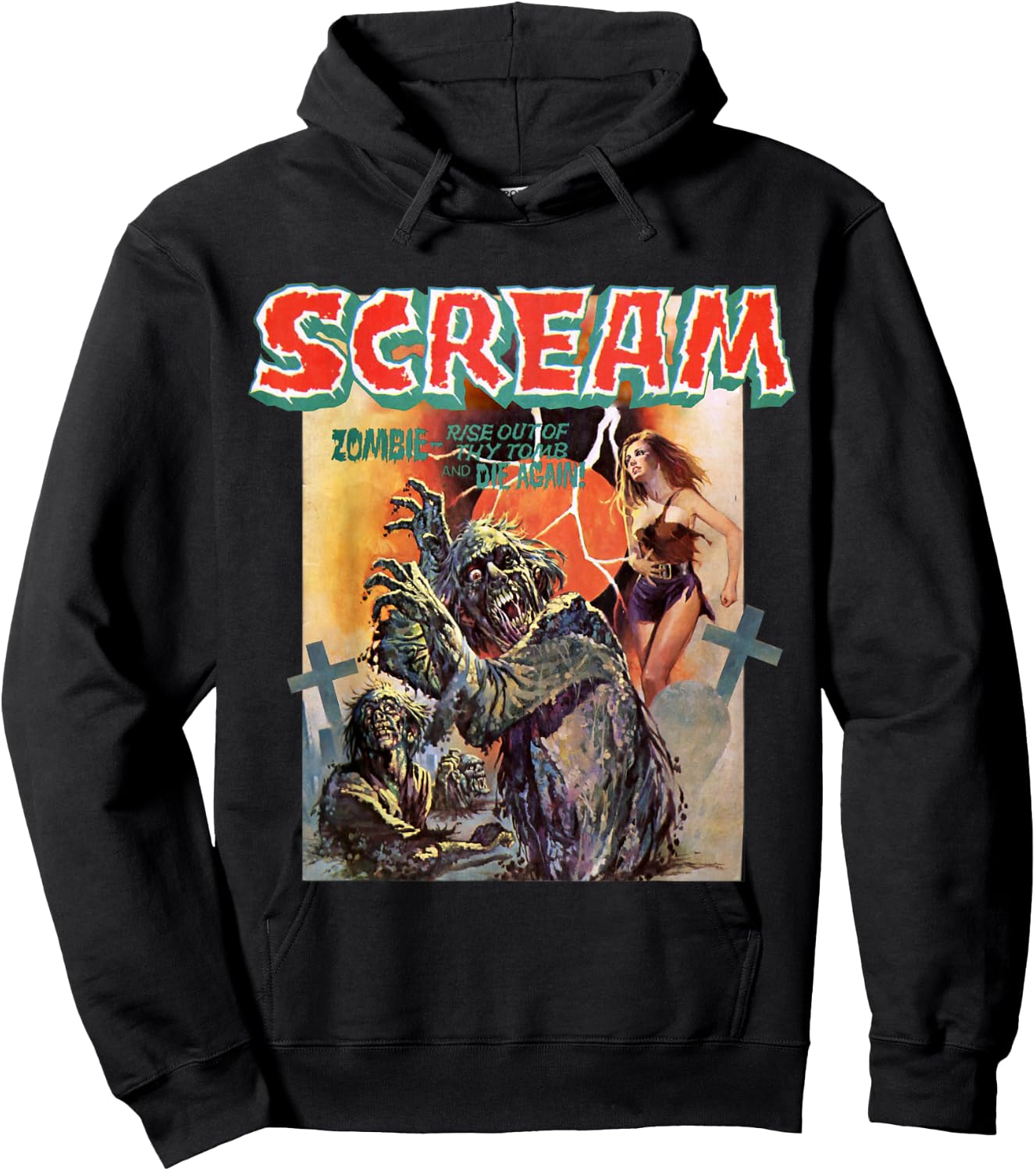 Zombie Vintage Movie Horror Poster Comic Book Graphic Hoodie - Hoodie | Black
