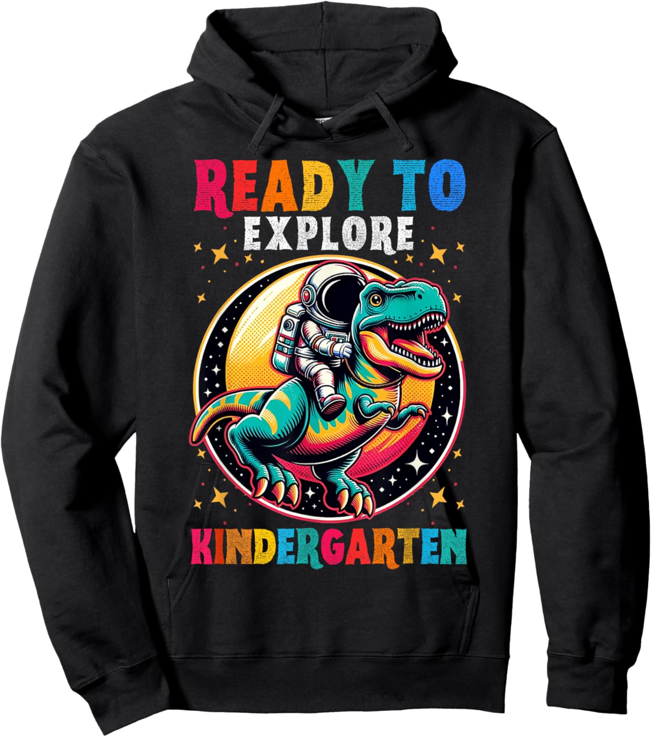 Kids Back to School Kindergarten Astronaut Dinosaur boys Hoodie - Hoodie | Black