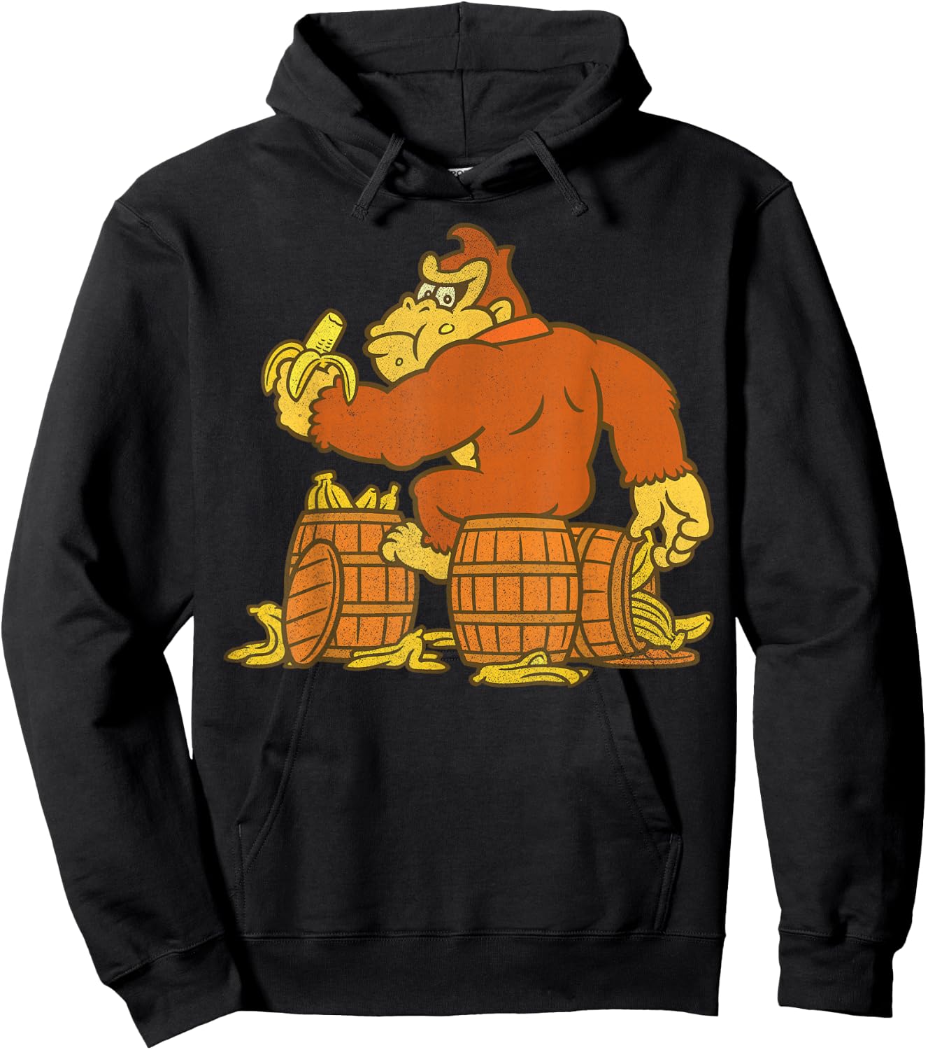 Super Mario Donkey Kong Bananas On Barrel Hoodie - Hoodie | Black