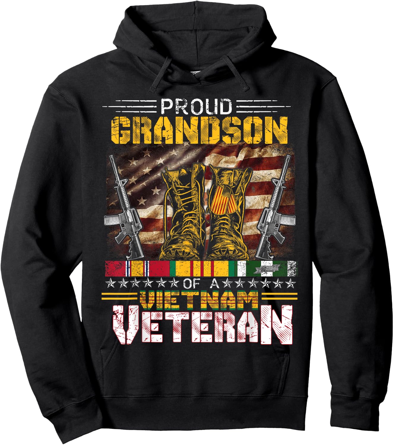 Proud Grandson Of A Vietnam Veteran Shirt | Vietnam War Vet Hoodie - Hoodie | Black