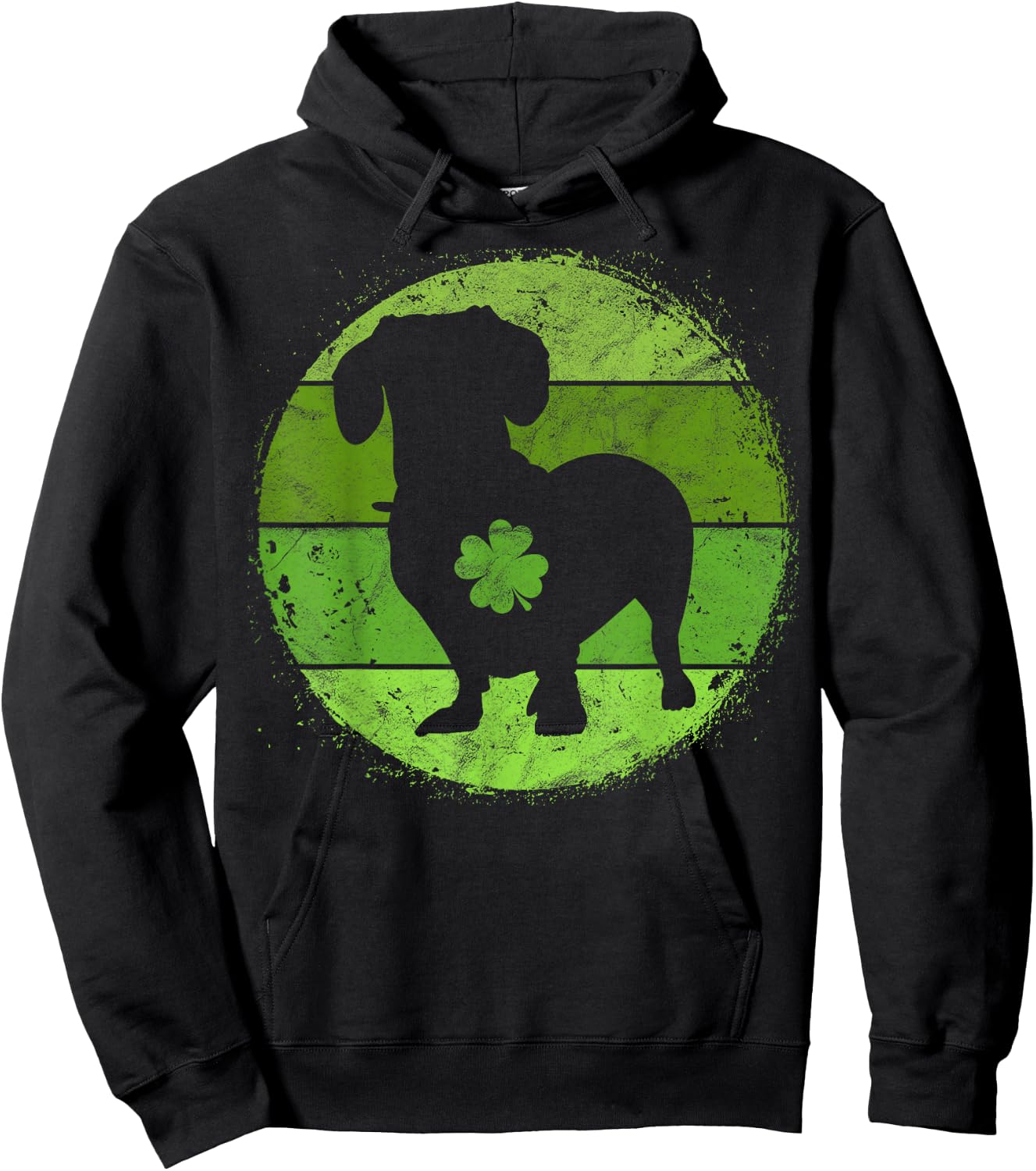 Circular Dachshund Irish Shamrock Doxie St Patricks Day Hoodie - Hoodie | Black