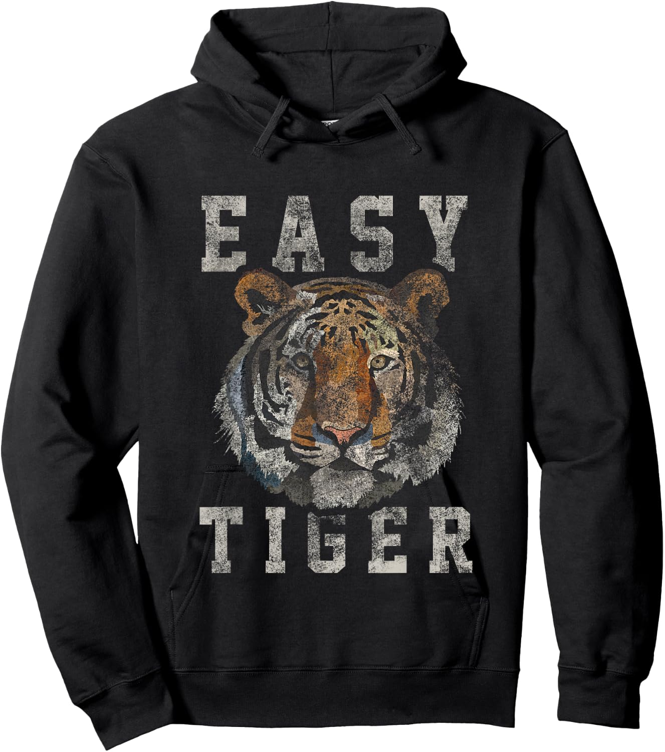 Easy Tiger Distressed Casual-Chic Graphic Small Hoodie - Hoodie | Black
