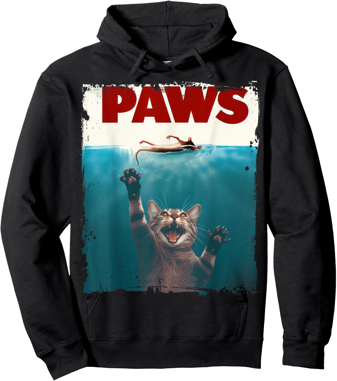 Paws Kitten Meow Parody Funny Cat Lover Gifts Cute Cat Hoodie - Hoodie | Black