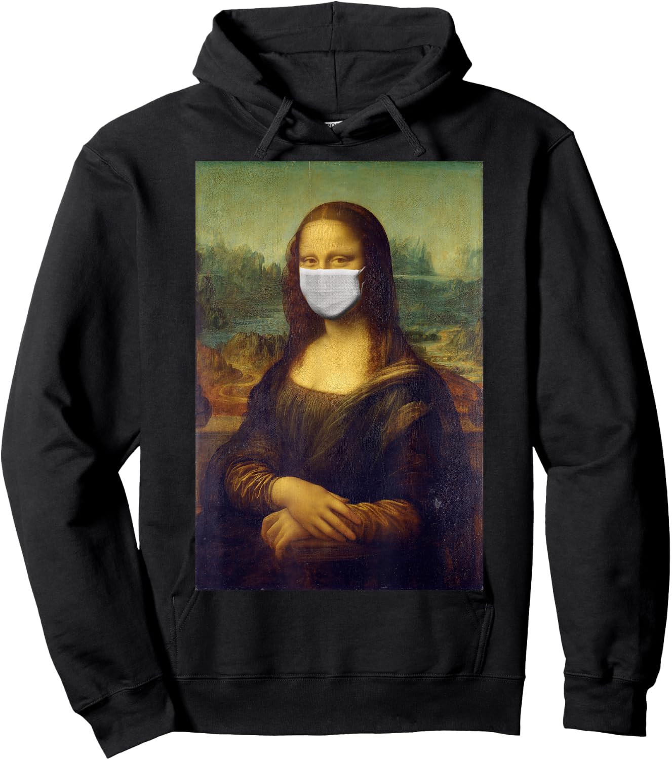 Mona Lisa Face Mask Hoodie - Hoodie | Black