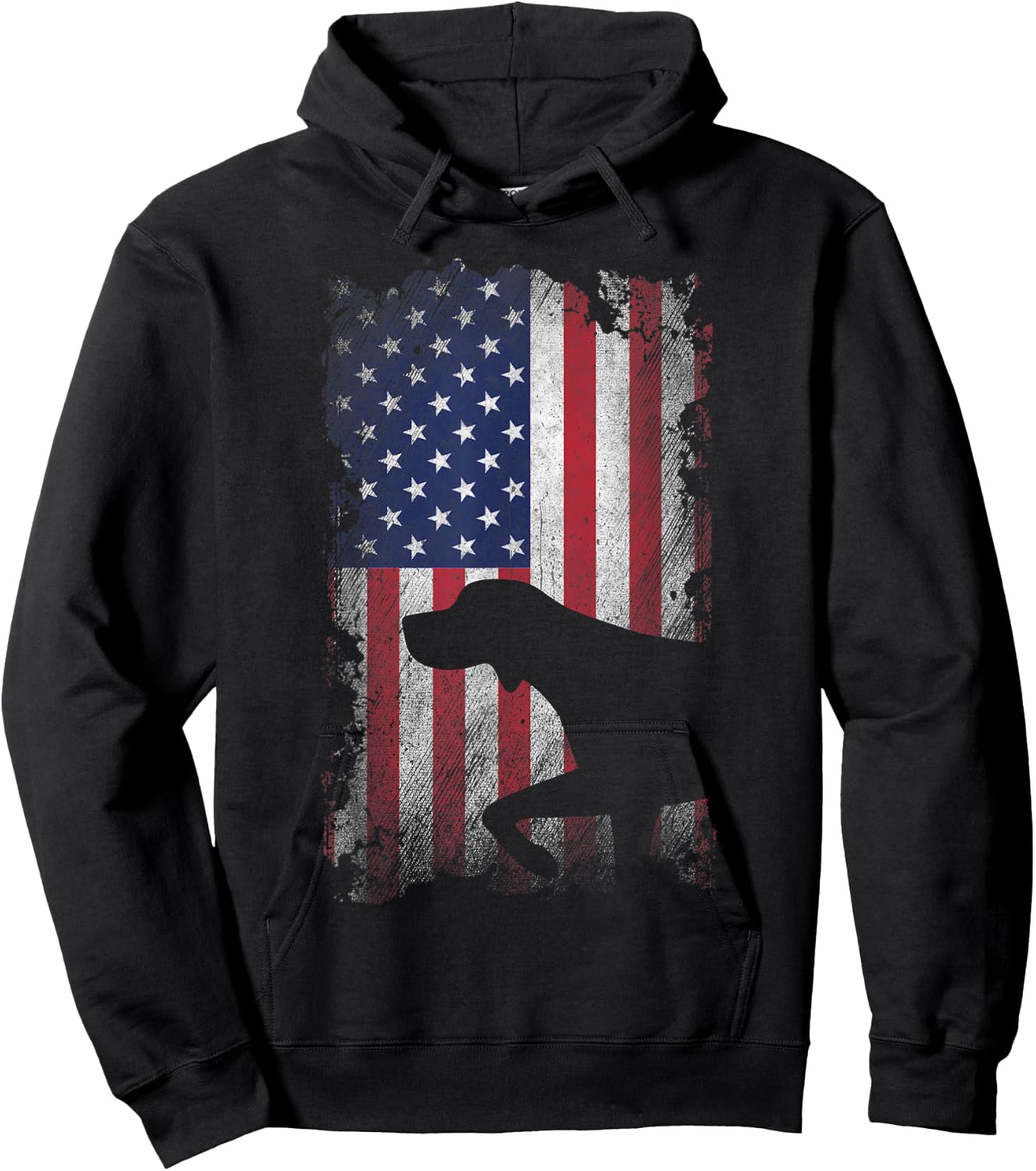 Patriotic German Shorthaired Pointer American Flag GSP Dog Hoodie - Hoodie | Black