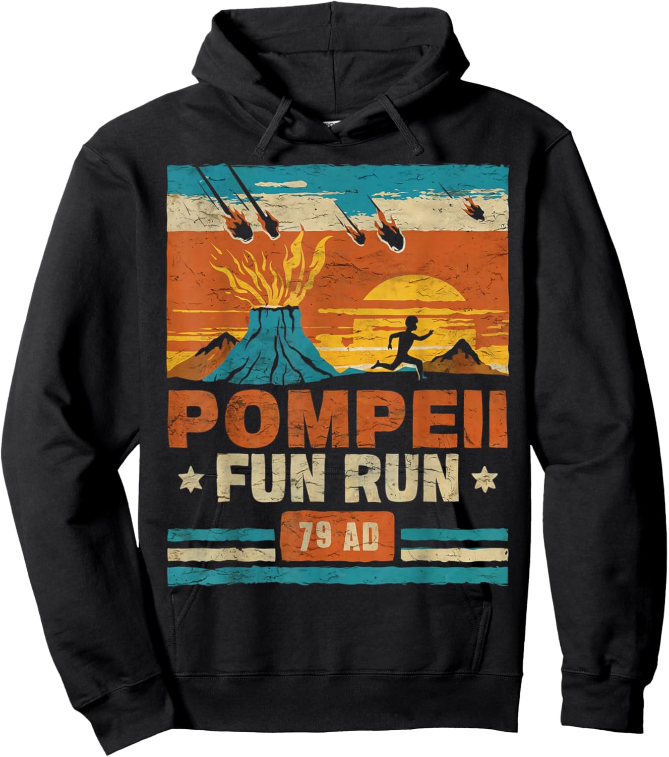 Pompeii Fun Run Retro Volcano Lover Geology Volcanologist Hoodie - Hoodie | Black