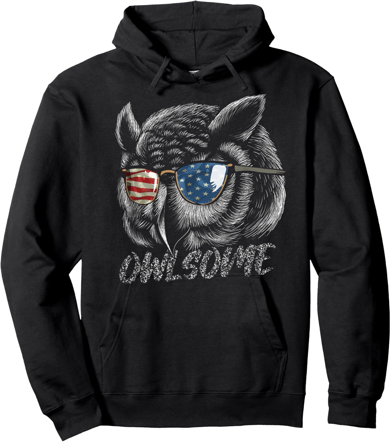 Owlsome Awesome Owl Funny Patriotic Gift Owl Lovers Women Kids Men Hoodie - Hoodie | Black