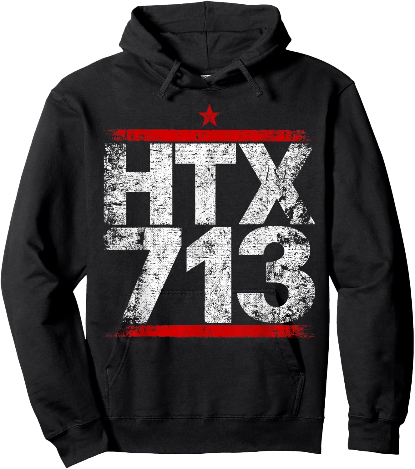HTX 713 Houston Strong H-Town Distressed Vibe Houston Texas Hoodie - Hoodie | Black