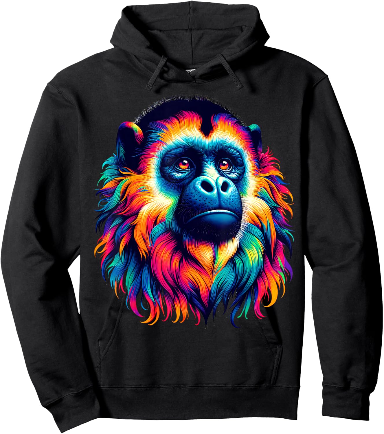 Cool Howler Monkey Spirit Animal Illustration Tie Dye Art Hoodie - Hoodie | Black